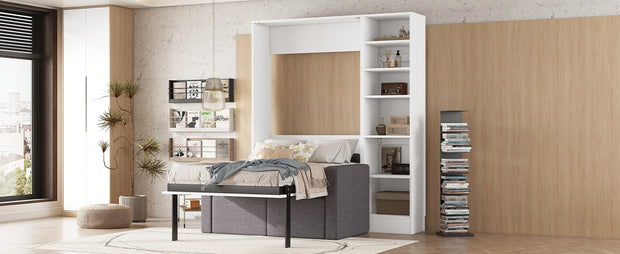 Twin Size Murphy Bed Wall Bed with Sofa,with Shelves