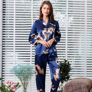 Simulated silk couple sleepwear new long sleeved