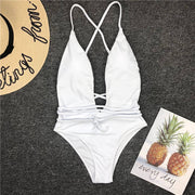 Sexy Deep V One Piece Swimsuit Monokini Bundle