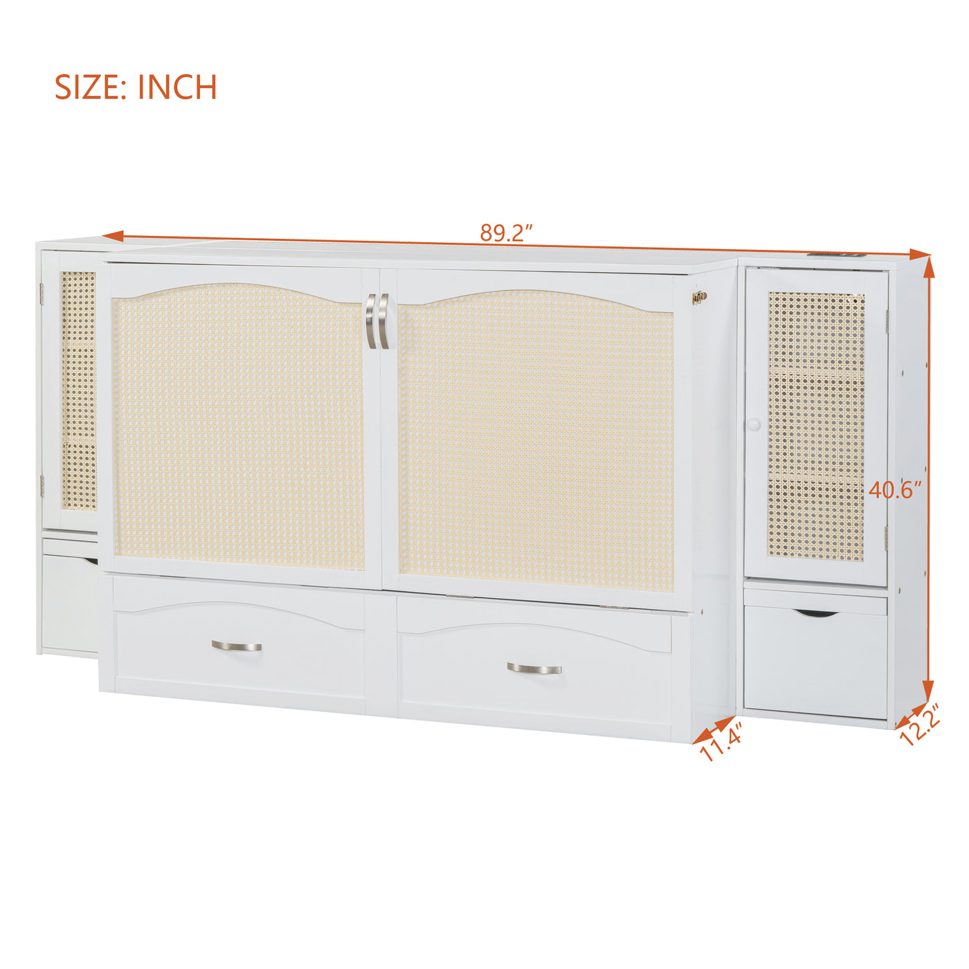 Large Murphy bed wall mounted bed with drawers
