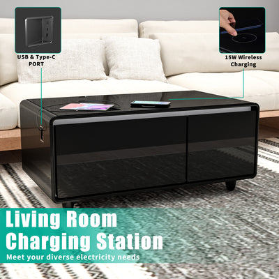 Modern Smart Coffee Table with Built-in Fridge