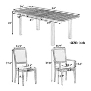 expandable 84 inch dining table set with 24 inch detachable leaves