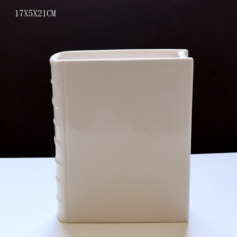 Book Vase - Ceramic, Cute & for Home Decor, with Flower
