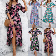 Women's Spring/Summer Vacation Casual Printed Split Dress