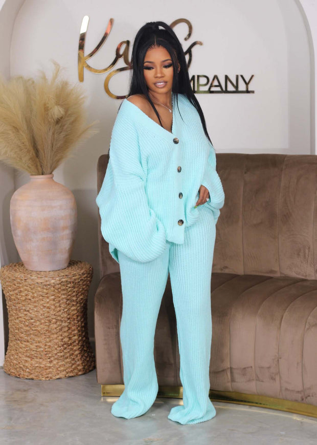 Solid color V-neck breasted cardigan