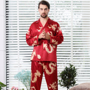 Simulated silk couple sleepwear new long sleeved