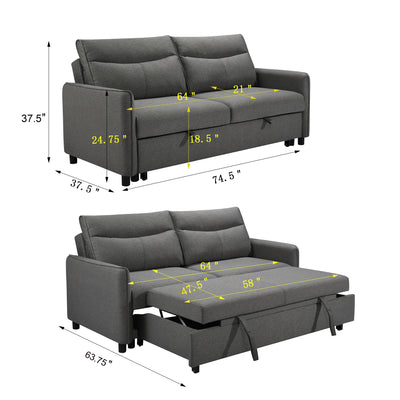 Convertible Sleeper Sofa Bed Modern Fabric