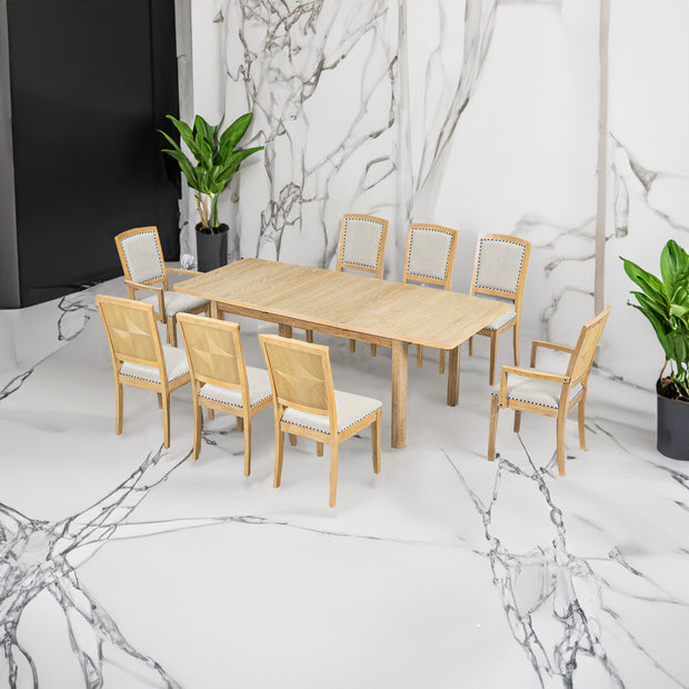 expandable 84 inch dining table set with 24 inch detachable leaves