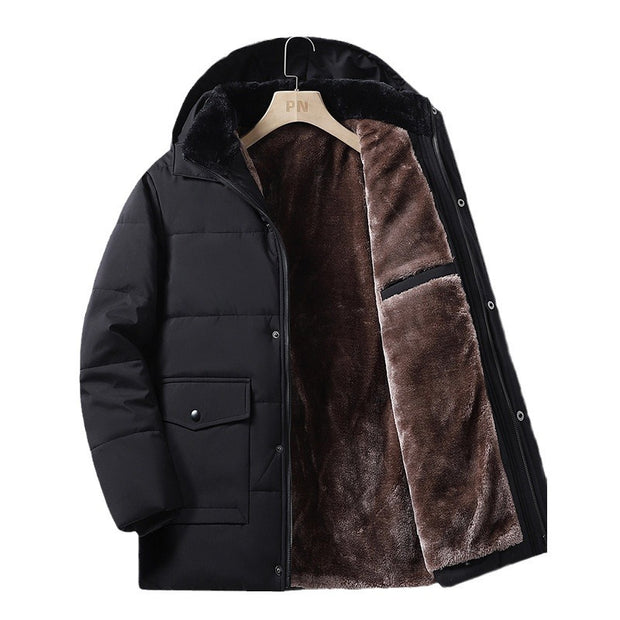 Coat men's winter new style with added velvet