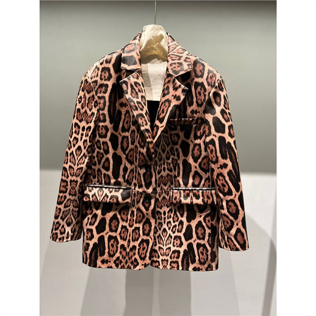 Explosive leopard print fashion genuine leather sheepskin