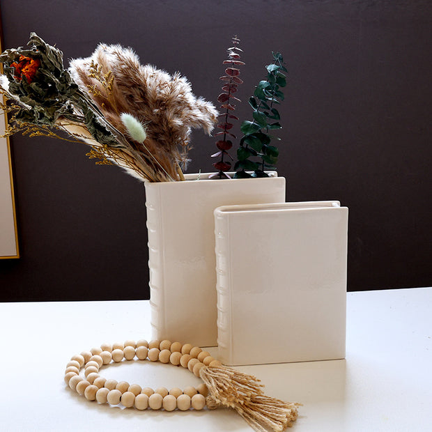 Book Vase - Ceramic, Cute & for Home Decor, with Flower