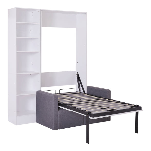 Twin Size Murphy Bed Wall Bed with Sofa,with Shelves