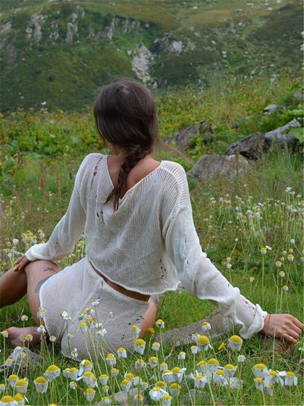 Beach vacation sunscreen short top and shorts set