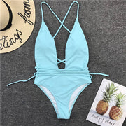 Sexy Deep V One Piece Swimsuit Monokini Bundle