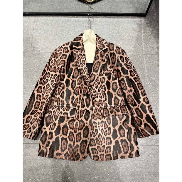 Explosive leopard print fashion genuine leather sheepskin