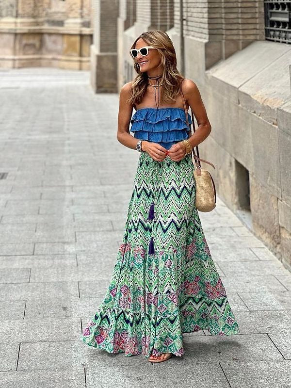 New Leisure Vacation Big Swing Long Skirt