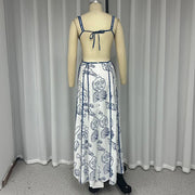 Summer leisure vacation hollowed out print dress