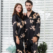 Simulated silk couple sleepwear new long sleeved