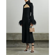 Customized  Women Black Ostrich Feather