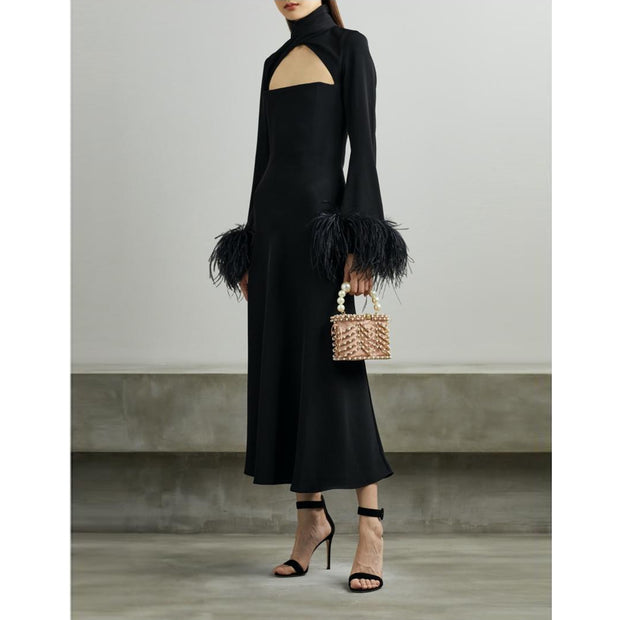 Customized  Women Black Ostrich Feather