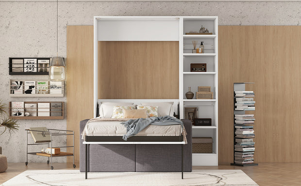 Twin Size Murphy Bed Wall Bed with Sofa,with Shelves