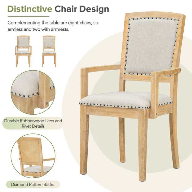 expandable 84 inch dining table set with 24 inch detachable leaves