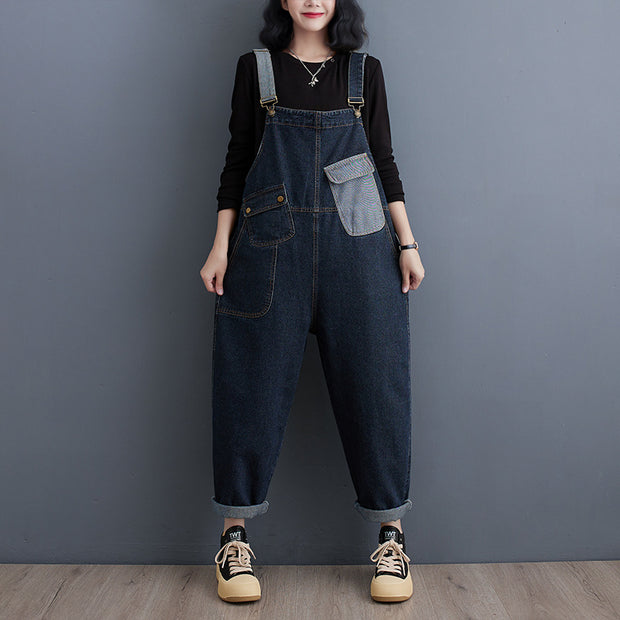 Cowboy overalls cropped pants women's