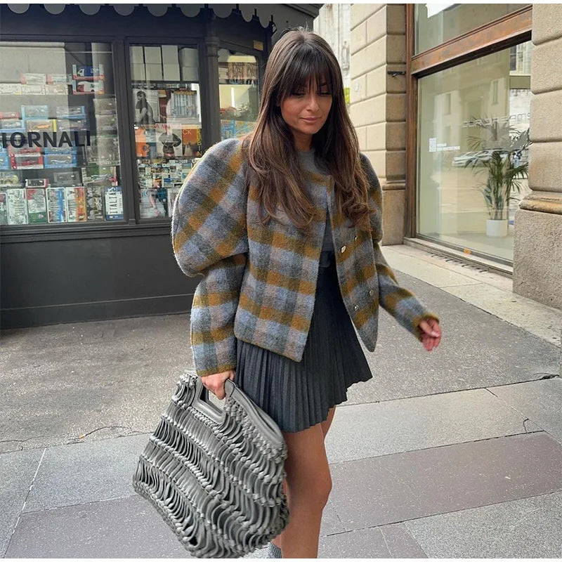 Autumn women's jacket with elegant retro style