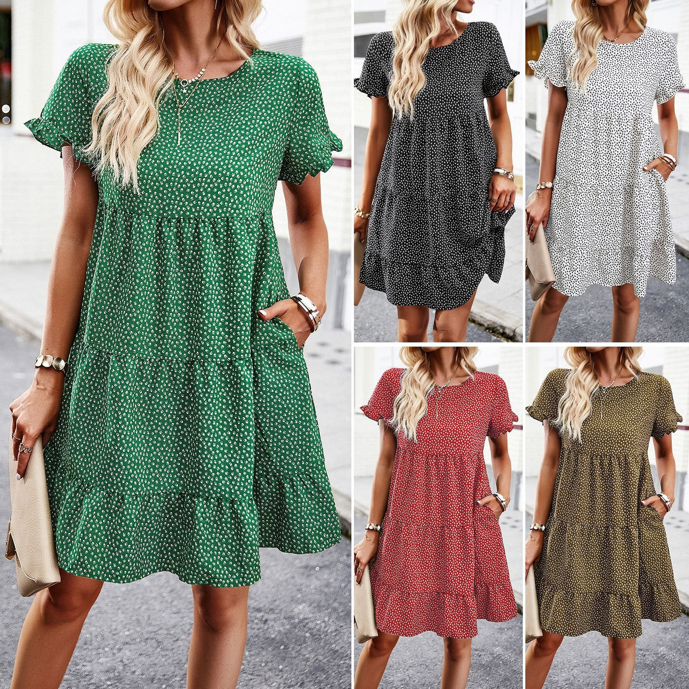 Leisure vacation printed dress with spring/summer temperament