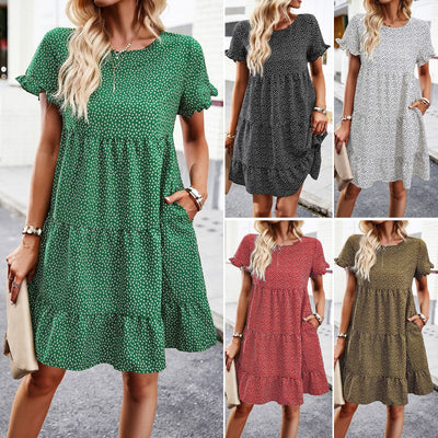 Leisure vacation printed dress with spring/summer temperament