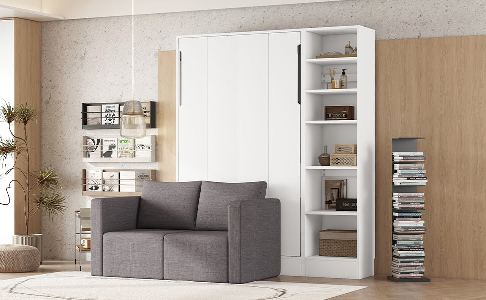 Twin Size Murphy Bed Wall Bed with Sofa,with Shelves