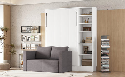 Twin Size Murphy Bed Wall Bed with Sofa,with Shelves