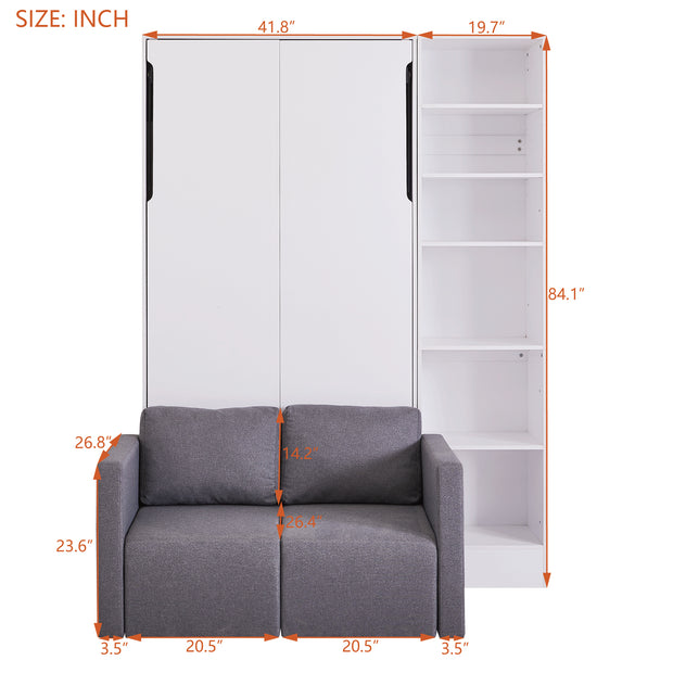 Twin Size Murphy Bed Wall Bed with Sofa,with Shelves
