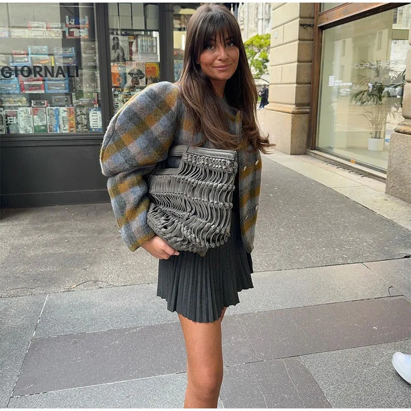 Autumn women's jacket with elegant retro style