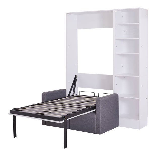 Twin Size Murphy Bed Wall Bed with Sofa,with Shelves