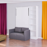 Twin Size Murphy Bed Wall Bed with Sofa,with Shelves