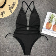 Sexy Deep V One Piece Swimsuit Monokini Bundle