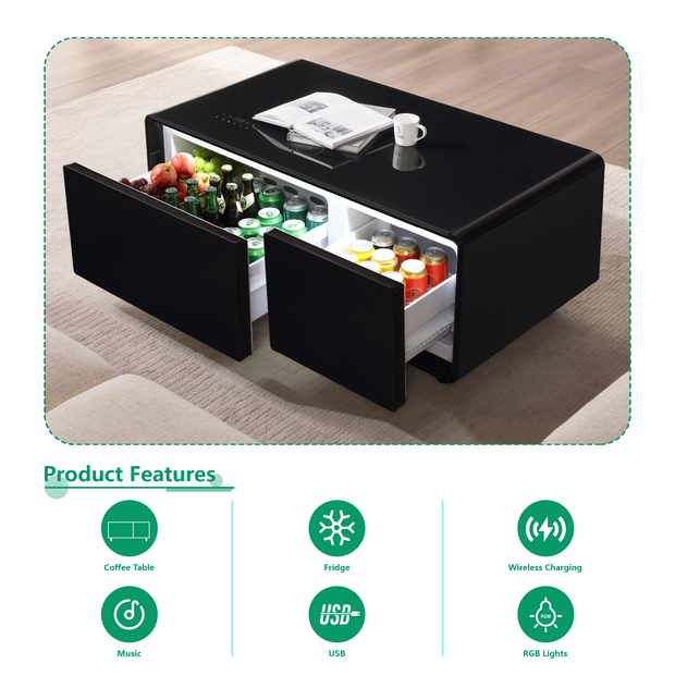 Modern Smart Coffee Table with Built-in Fridge