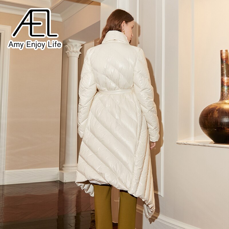 Belt Down Jacket Women Winter