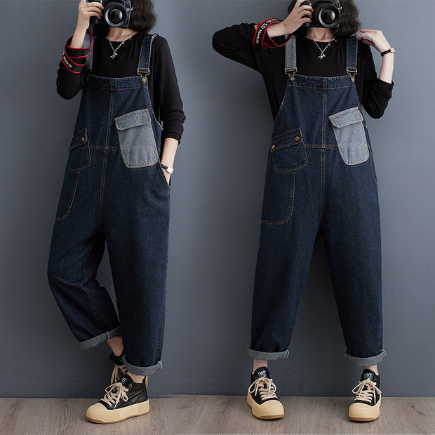 Cowboy overalls cropped pants women's