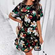 Leisure vacation printed short sleeved dress