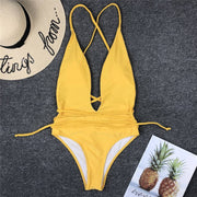 Sexy Deep V One Piece Swimsuit Monokini Bundle