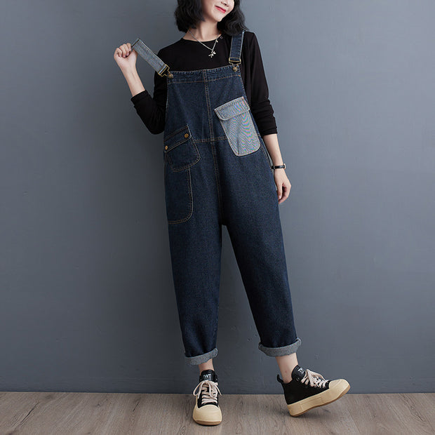 Cowboy overalls cropped pants women's