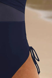 Drawstring Ruched V-Neck One-Piece Swimwear