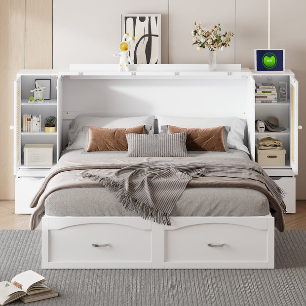 Large Murphy bed wall mounted bed with drawers