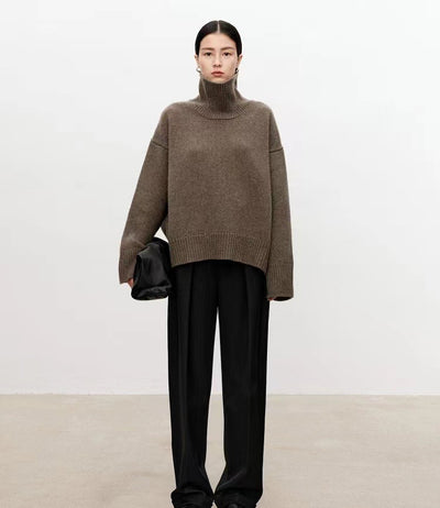 High neck cashmere sweater for women