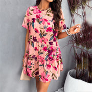 Leisure vacation printed short sleeved dress