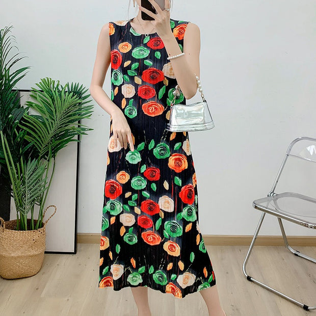 Printed high-end seaside vacation beach sleeveless vest skirt