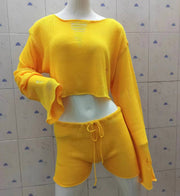 Beach vacation sunscreen short top and shorts set