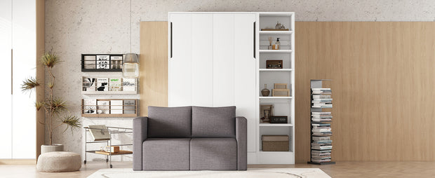 Twin Size Murphy Bed Wall Bed with Sofa,with Shelves